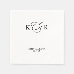Elegant Monogram Black White Personalised Wedding Napkin