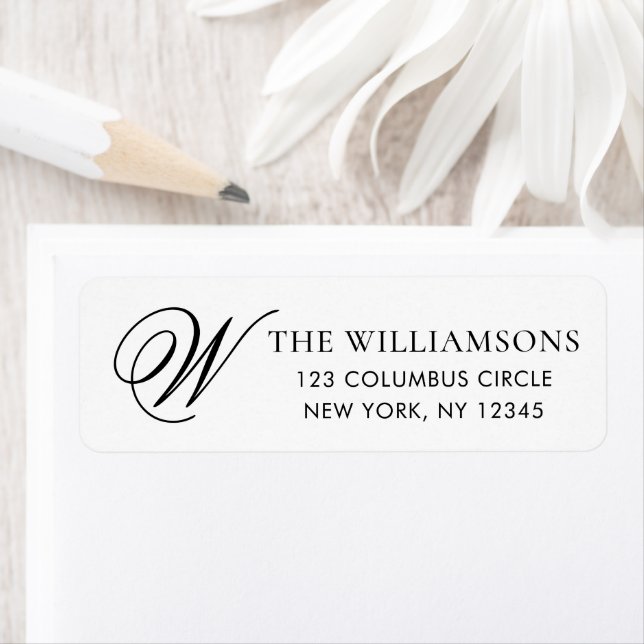Elegant Monogram Black White Return Address (Insitu)