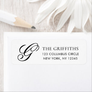 Elegant Monogram Black White Return Address Label