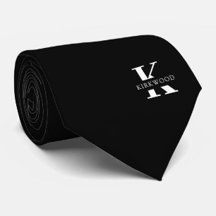 Elegant Monogram   Black White Tie