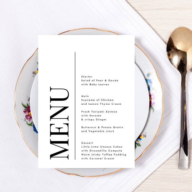 Elegant Monogram Black White Wedding BOLD BIG Menu (Creator Uploaded)