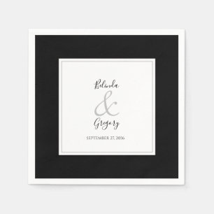 Elegant Monogram Black & White Wedding Napkin