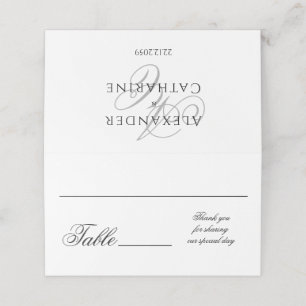 Elegant Monogram Black White Wedding Table Names Place Card