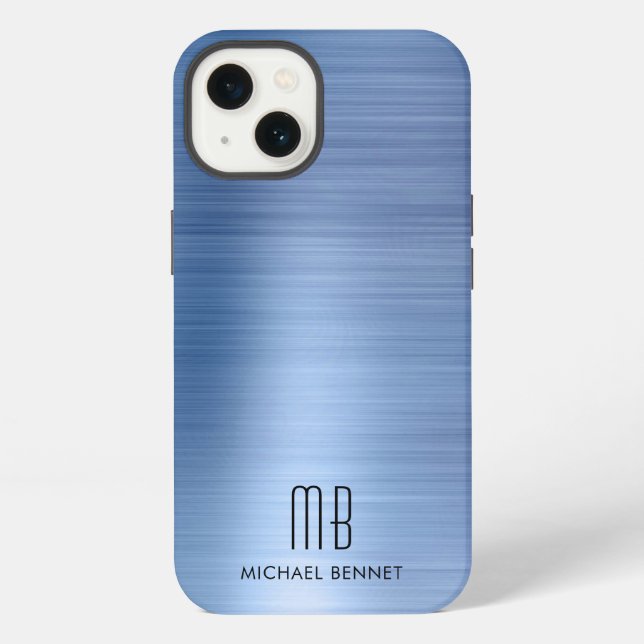 Elegant Monogram Blue  iPhone Case (Back)