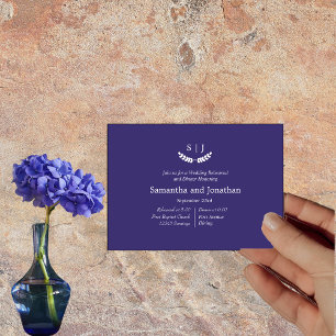 Elegant Monogram Blue Jewel Tone Rehearsal Invitation