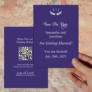 Elegant Monogram Blue Jewel Tone SaveDate Card