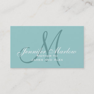 Elegant Monogram Blue Mummy Calling Card