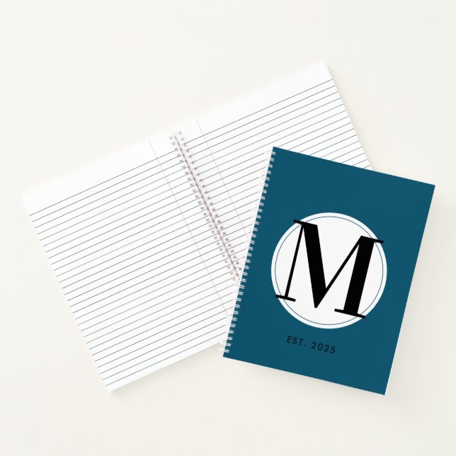 Elegant  Monogram Blue  Notebook (Inside)