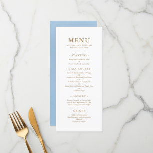 Elegant Monogram Blue Sea Glass Wedding Menu