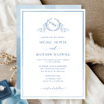 Elegant Monogram Blue Watercolor Wedding Invitatio Invitation<br><div class="desc">Delight friends and family with this elegant wedding invitation showcasing exquisite fine hand drawn leafy botanical monogram with bride and groom's initials. Front invitation trimmed with thin blue hues watercolor frame, while invitation's back featuring beautiful watercolor wash in blue hues. Clean and simple design full of elegance and grace. Ability...</div>
