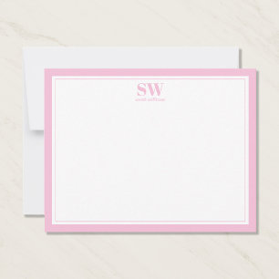 Elegant Monogram Blush Pink Border Minimalist Card