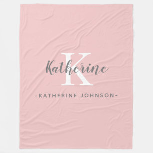 Elegant Monogram Blush Pink Fleece Blanket