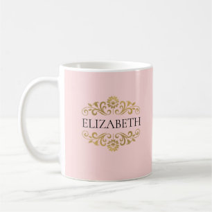 Elegant Monogram Blush Pink Gold Coffee Mug