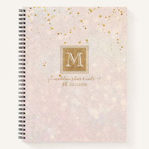 Elegant Monogram Blush Pink Gold Glitter Sparkle Notebook