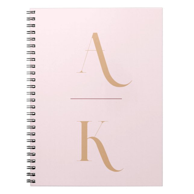 Elegant monogram blush pink travel notebook (Front)
