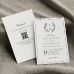 Elegant Monogram Botanical Wreath QR Code Wedding Invitation<br><div class="desc">Elegant calligraphy & botanical monogram wreath black and white QR code wedding invitation.</div>
