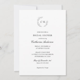 Elegant Monogram Bridal Shower Invitation
