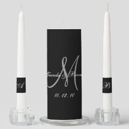 Elegant Monogram Bride Groom Name Black Wedding