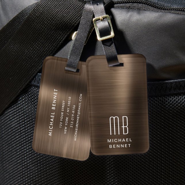 Elegant Monogram Brown Luggage Tag (Elegant Monogram Brown Luggage Tag)