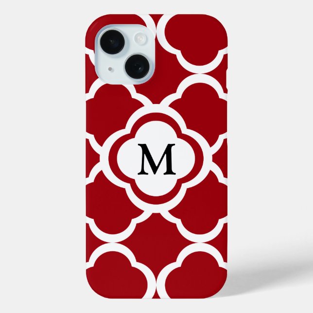 Elegant Monogram Burgundy Pattern Case-Mate iPhone Case (Back)