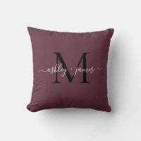 Elegant Monogram Burgundy Script Names Wedding