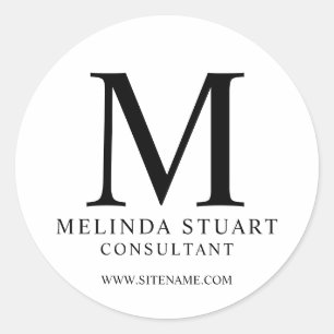 Elegant Monogram Business Classic Round Sticker