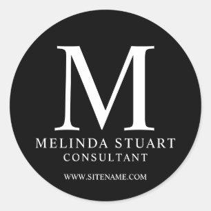 Elegant Monogram Business Classic Round Sticker