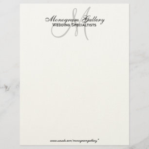 Elegant Monogram Business Letterhead Cream Paper