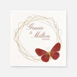 Elegant Monogram Butterfly Wedding Napkin