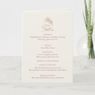 Elegant Monogram Catholic Wedding Mass Ceremony Programme