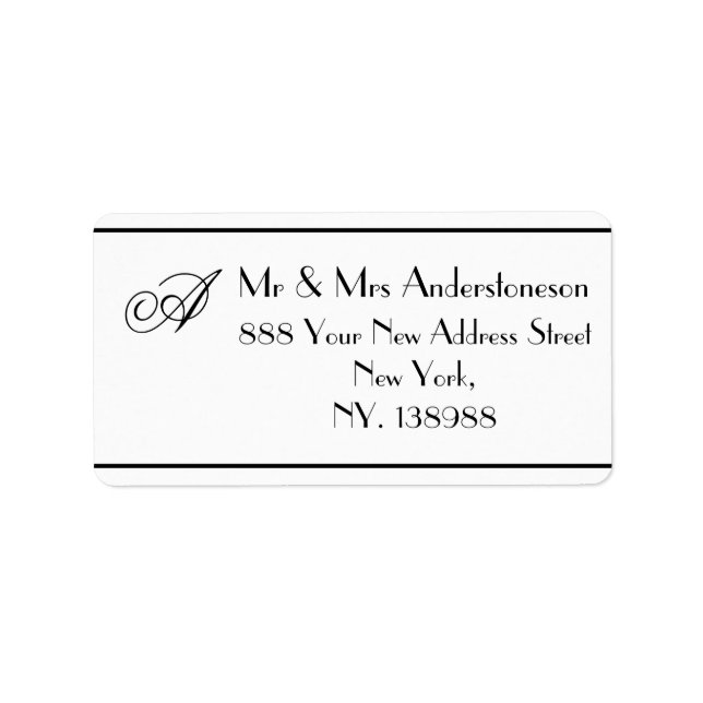 Elegant Monogram Chic White Wedding Address  Label (Front)