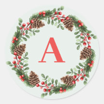 Elegant Monogram Christmas Cones Wreath