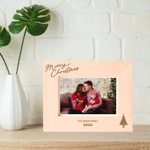 Elegant Monogram Christmas tree Classy Typography Etched Frames