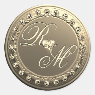 Elegant Monogram  Classic Round Sticker