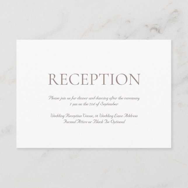 Elegant Monogram Classic Wedding Reception Enclosure Card (Front)