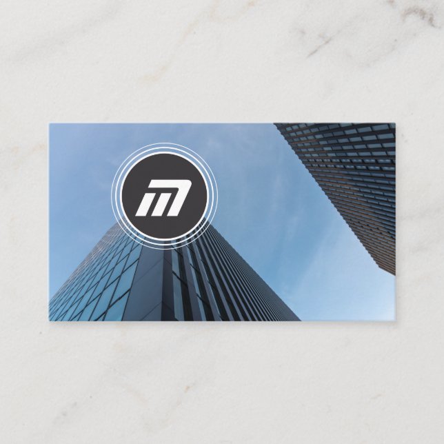 Elegant monogram clean architecture building business card (Front)