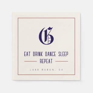 Elegant Monogram Cocktail Napkin