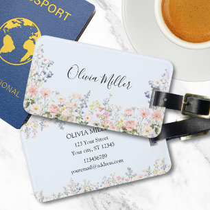 Elegant Monogram Colourful Flower Garden Floral Luggage Tag