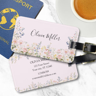 Elegant Monogram Colourful Flower Garden Floral Luggage Tag