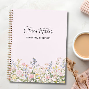 Elegant Monogram Colourful Flower Garden Floral Notebook