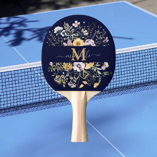 Elegant Monogram Colourful Wildflower Garden Flora Ping Pong Paddle