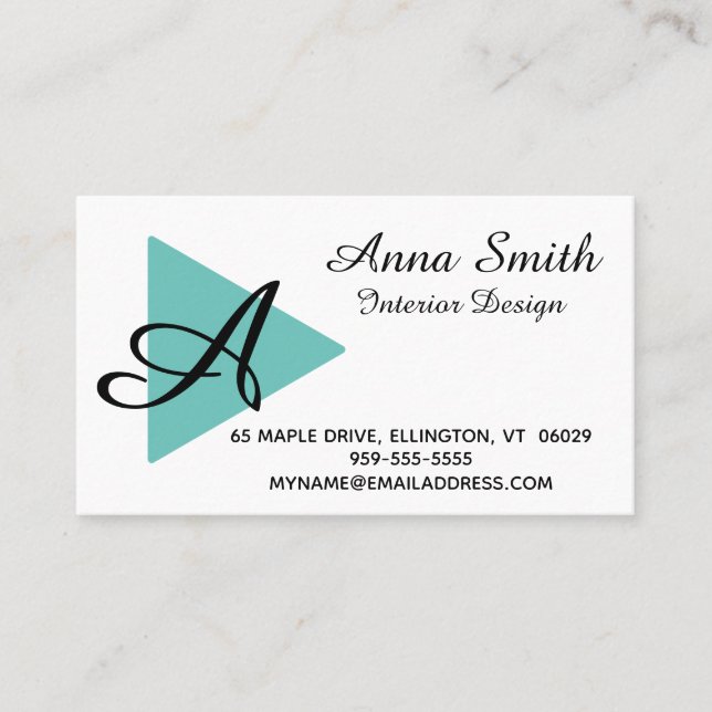 Elegant Monogram Completely Customised Business Card (Front)