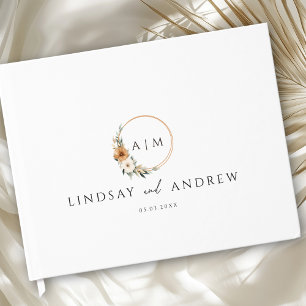 Elegant Monogram Copper Earthy Botanical  Guest Book