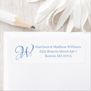 Elegant Monogram cornflower blue custom Address 