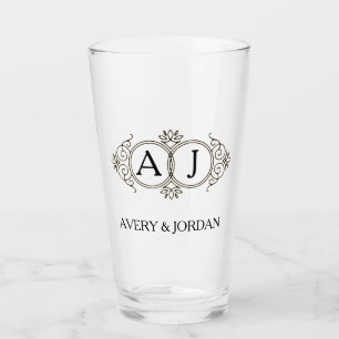 Elegant Monogram couple initials luxurious style Glass