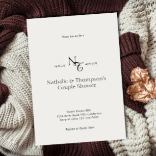 Elegant Monogram Couple Shower Bridal Invitation