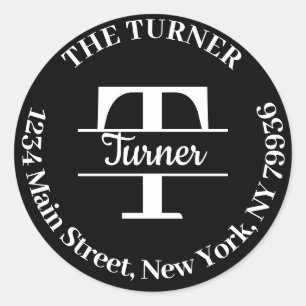 Elegant Monogram Create Your Own Return Address Classic Round Sticker