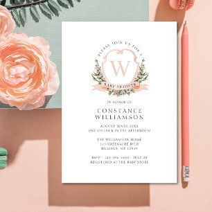 Elegant Monogram Crest Baby Shower  Invitation