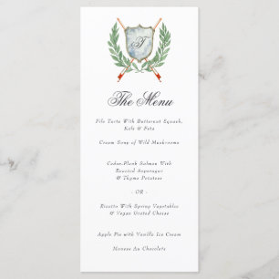 Elegant Monogram Crest Musical Themed Dinner Menu