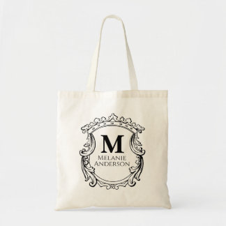 Elegant Monogram Crest Tote Bag